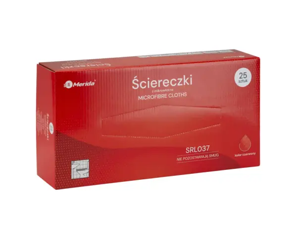 Ściereczki z mikrowłókna, czerwone, kartonik 25 sztuk Ściereczki z mikrowłókna czerwone do czyszczenia na sucho i mokro