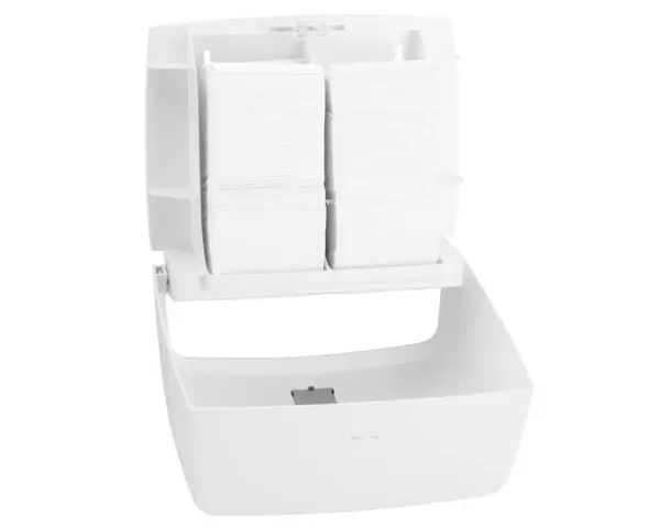 Pojemnik na papier toaletowy w listkach, MERIDA ONE, pojemność do 900 szt., tworzywo ABS, biały Pojemnik na papier toaletowy w listkach, MERIDA ONE, pojemność do 900 szt., tworzywo ABS, biały