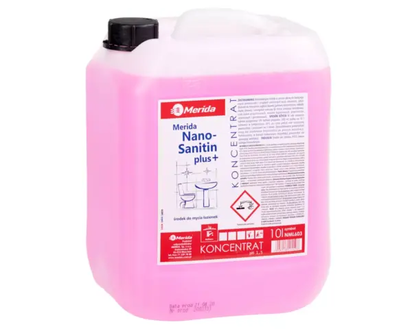 Płyn do mycia łazienek Merida Nano Sanitin Plus, koncentrat, kanister 10 l